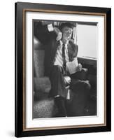 Jubilant Ronald Reagan Celebrating His Victory For Governor During California Gubernatorial Primary-John Loengard-Framed Photographic Print