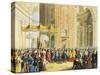 Jubilee of Pope Pius IX in St. Peter's Basilica, Pontiff Being Carried on Gestatorial Chair-null-Stretched Canvas