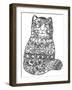 Judaica Folk Cat: LINE ART-Oxana Zaika-Framed Giclee Print