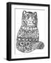 Judaica Folk Cat: LINE ART-Oxana Zaika-Framed Giclee Print