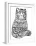 Judaica Folk Cat: LINE ART-Oxana Zaika-Framed Giclee Print