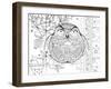 Judaica Folk Owl - Outline-Oxana Zaika-Framed Giclee Print