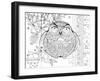 Judaica Folk Owl - Outline-Oxana Zaika-Framed Giclee Print