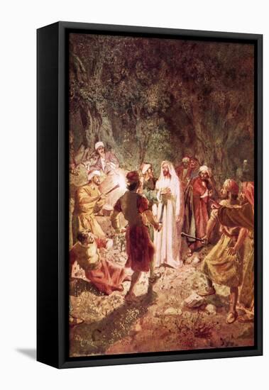 Judas Betraying Jesus with a Kiss, in the Garden of Gethsemane-William Brassey Hole-Framed Stretched Canvas