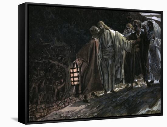 Judas Betraying Jesus with a Kiss-James Tissot-Framed Stretched Canvas