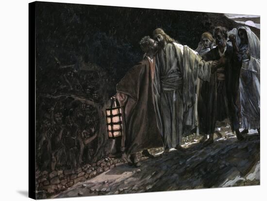 Judas Betraying Jesus with a Kiss-James Tissot-Stretched Canvas