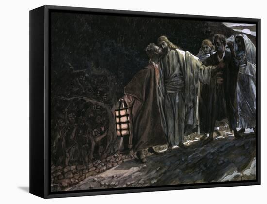 Judas Betraying Jesus with a Kiss-James Tissot-Framed Stretched Canvas