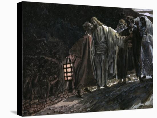 Judas Betraying Jesus with a Kiss-James Tissot-Stretched Canvas