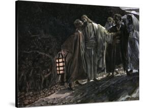 Judas Betraying Jesus with a Kiss-James Tissot-Stretched Canvas