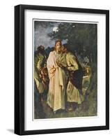 Judas Kisses Jesus - Identifying Him to His Enemies-null-Framed Art Print