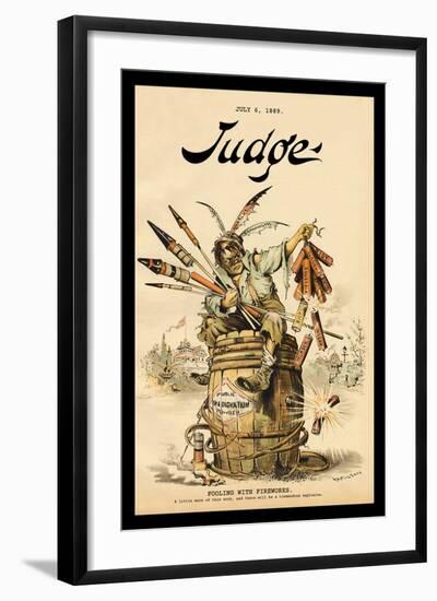 Judge Magazine: Fooling with Fireworks-Grant Hamilton-Framed Art Print