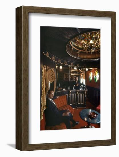 Judge Roy Mark Hofheinz in His Private Railway Car Bar Touring Astroworld Amusement Park, 1968-Mark Kauffman-Framed Photographic Print