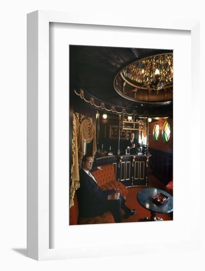 Judge Roy Mark Hofheinz in His Private Railway Car Bar Touring Astroworld Amusement Park, 1968-Mark Kauffman-Framed Photographic Print