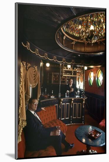 Judge Roy Mark Hofheinz in His Private Railway Car Bar Touring Astroworld Amusement Park, 1968-Mark Kauffman-Mounted Photographic Print