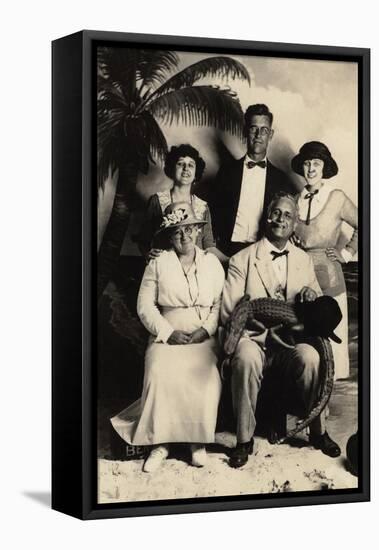 Judge Worley and Family Pose with a Stuffed Alligator, 1905-null-Framed Stretched Canvas