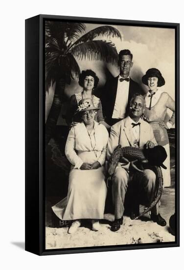 Judge Worley and Family Pose with a Stuffed Alligator, 1905-null-Framed Stretched Canvas