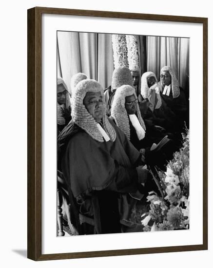 Judges Waiting to Meet Queen Elizabeth II-James Burke-Framed Photographic Print