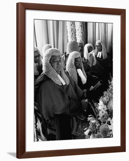 Judges Waiting to Meet Queen Elizabeth II-James Burke-Framed Photographic Print