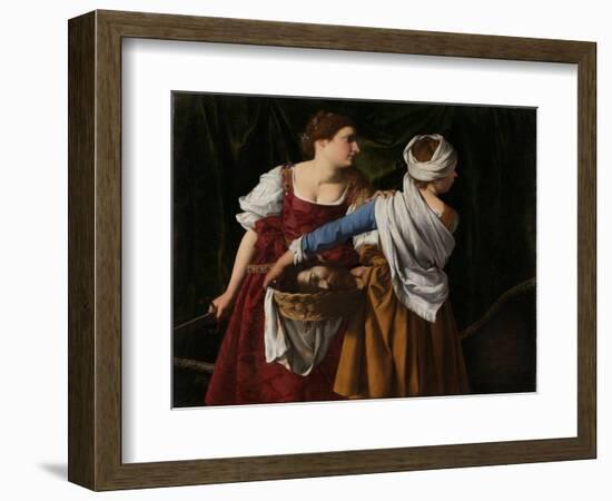 Judith and Her Maidservant with the Head of Holofernes, C.1608-12 (Oil on Canvas)-Orazio Gentileschi-Framed Giclee Print