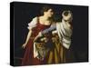 Judith and Her Maidservant with the Head of Holofernes-Orazio Gentileschi-Stretched Canvas