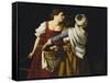 Judith and Her Maidservant with the Head of Holofernes-Orazio Gentileschi-Framed Stretched Canvas