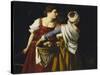 Judith and Her Maidservant with the Head of Holofernes-Orazio Gentileschi-Stretched Canvas