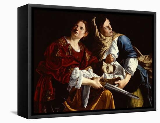 Judith and her Maidservant with the Head of Holofernes-Artemisia Gentileschi-Framed Stretched Canvas