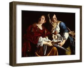 Judith and her Maidservant with the Head of Holofernes-Artemisia Gentileschi-Framed Giclee Print