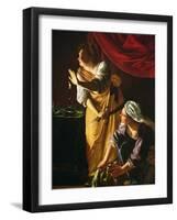 Judith and Maidservant with the Head of Holofernes, c.1625-Artemisia Gentileschi-Framed Giclee Print