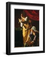 Judith and Maidservant with the Head of Holofernes, c.1625-Artemisia Gentileschi-Framed Premium Giclee Print