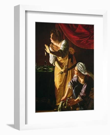 Judith and Maidservant with the Head of Holofernes, c.1625-Artemisia Gentileschi-Framed Premium Giclee Print