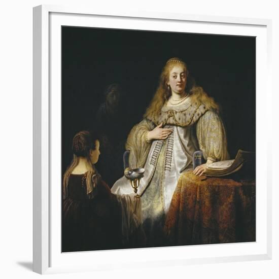 Judith at the Banquet of Holofernes, 1634-Rembrandt van Rijn-Framed Giclee Print