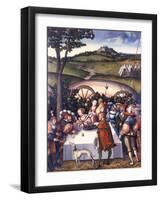 Judith at the Table of Holofernes, 1531-Lucas Cranach the Elder-Framed Giclee Print