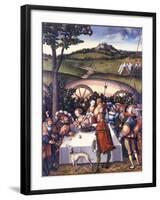 Judith at the Table of Holofernes, 1531-Lucas Cranach the Elder-Framed Giclee Print