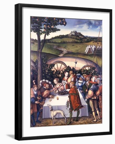 Judith at the Table of Holofernes, 1531-Lucas Cranach the Elder-Framed Giclee Print