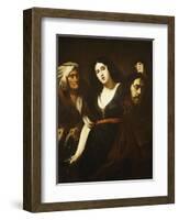 Judith Holding the Head of Holofernes, Accompanied by a Maidservant, C.1625-30-Andrea Vaccaro-Framed Giclee Print