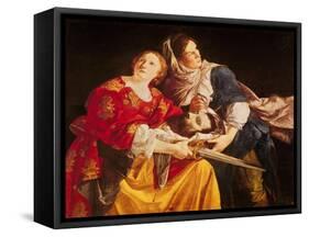Judith with the Head of Holofernes-Orazio Gentileschi-Framed Stretched Canvas