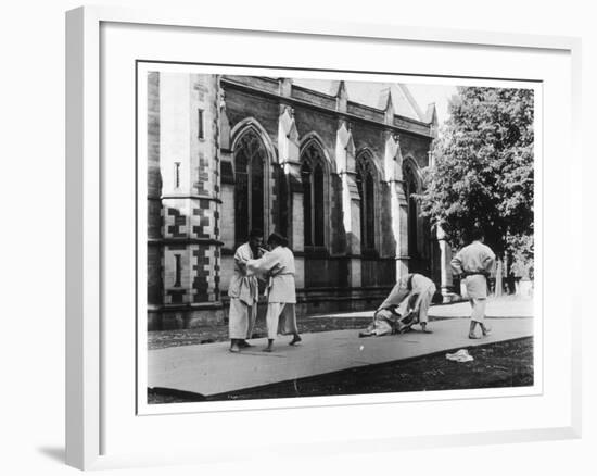 Judo Is Practised in the 'Quad' at Oxford-Henry Grant-Framed Photographic Print