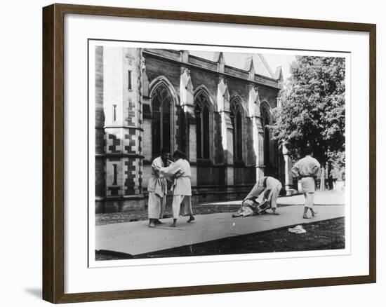 Judo Is Practised in the 'Quad' at Oxford-Henry Grant-Framed Photographic Print