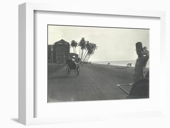 Judy Smith on a Rickshaw Near Galle Face Hotel, Colombo, Ceylon, 1912-English Photographer-Framed Photographic Print