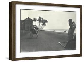 Judy Smith on a Rickshaw Near Galle Face Hotel, Colombo, Ceylon, 1912-English Photographer-Framed Photographic Print