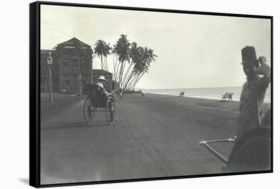 Judy Smith on a Rickshaw Near Galle Face Hotel, Colombo, Ceylon, 1912-English Photographer-Framed Stretched Canvas