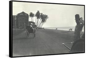 Judy Smith on a Rickshaw Near Galle Face Hotel, Colombo, Ceylon, 1912-English Photographer-Framed Stretched Canvas