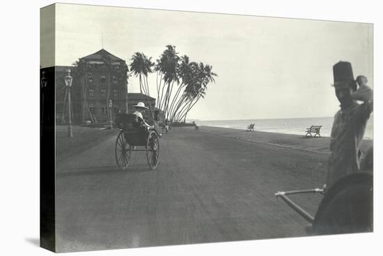 Judy Smith on a Rickshaw Near Galle Face Hotel, Colombo, Ceylon, 1912-English Photographer-Stretched Canvas