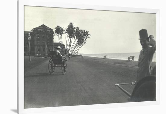 Judy Smith on a Rickshaw Near Galle Face Hotel, Colombo, Ceylon, 1912-English Photographer-Framed Photographic Print