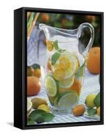 Jug of Water with Citrus Fruit, Lemon Balm and Ice Cubes-F. Strauss-Framed Stretched Canvas