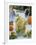 Jug of Water with Citrus Fruit, Lemon Balm and Ice Cubes-F. Strauss-Framed Photographic Print