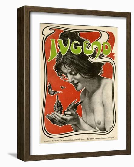 Jugend Front Cover, Naked Woman Feeding Birds-null-Framed Art Print