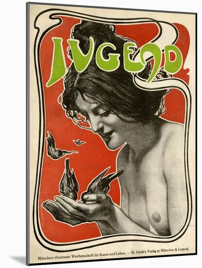 Jugend Front Cover, Naked Woman Feeding Birds-null-Mounted Art Print