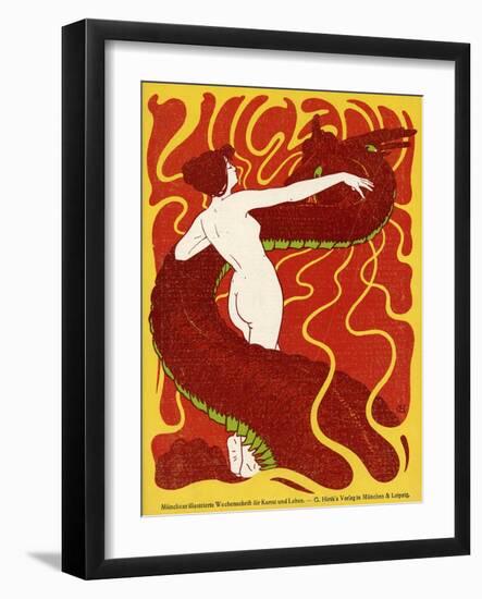 Jugend Front Cover, Naked Woman with Dragon-null-Framed Photographic Print